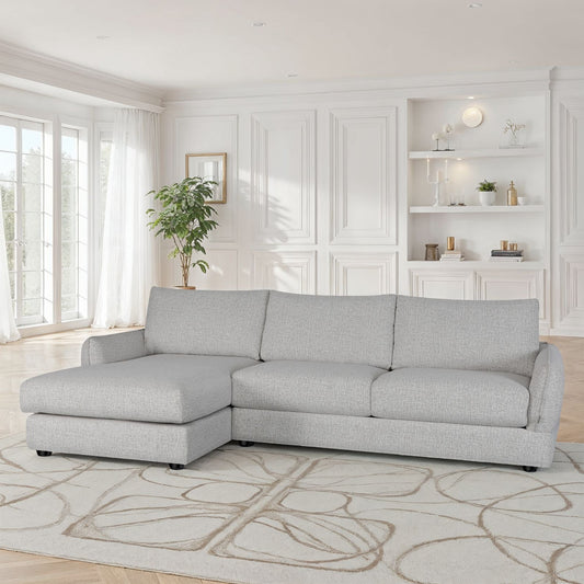 Canapé d'angle convertible en tissu anti tache, 283x170xH90CM - CARMEN