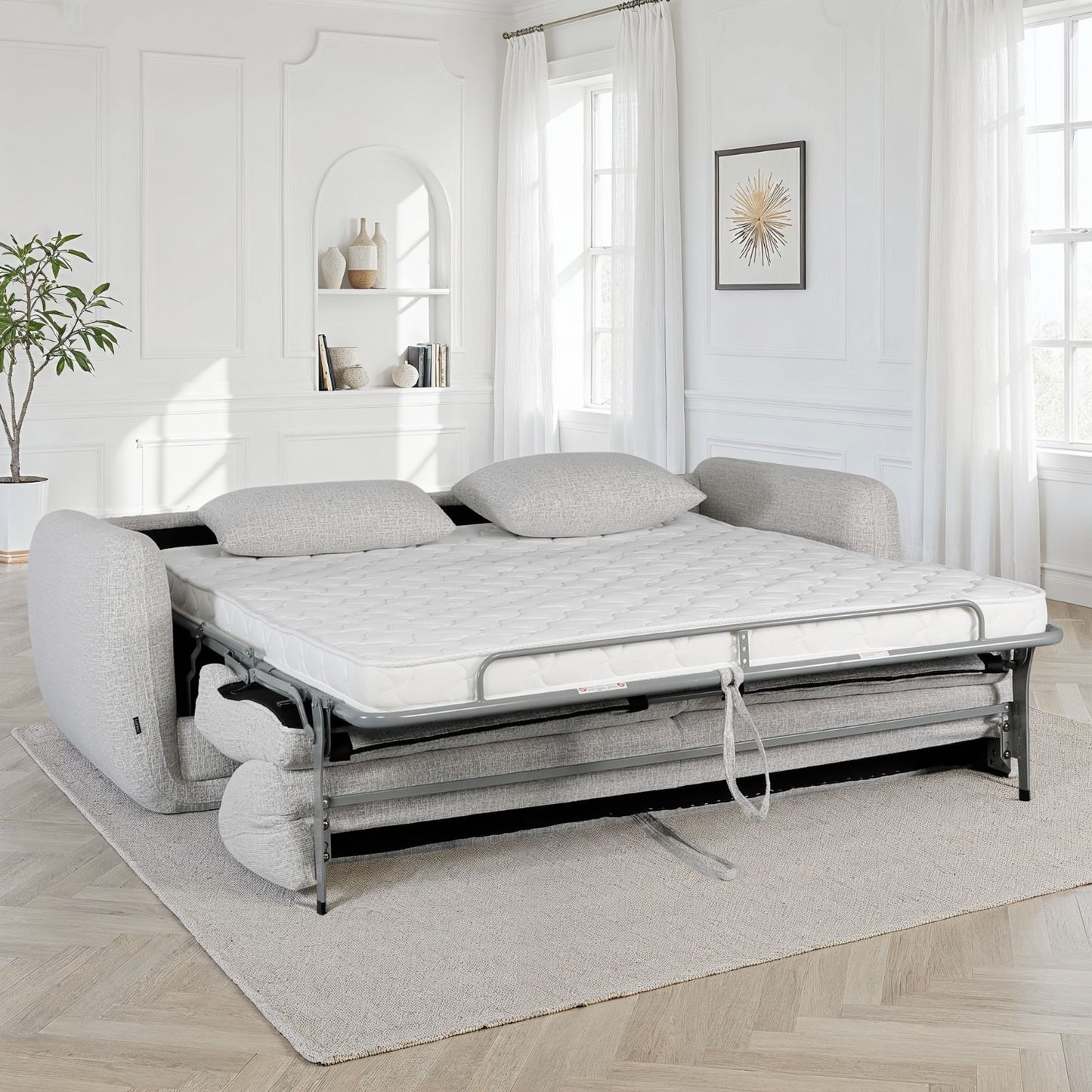 Canapé lit convertible clic-clac en tissu anti tache, 220x103xH84CM - CARMEN