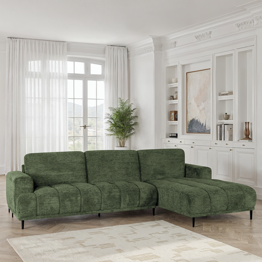 Canapé d'angle en tissu anti tache, 285x160xH88CM - STELLA