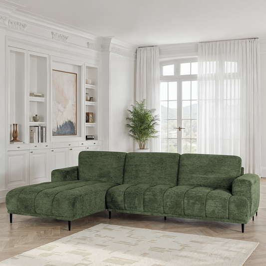 Canapé d'angle en tissu anti tache, 285x160xH88CM - STELLA