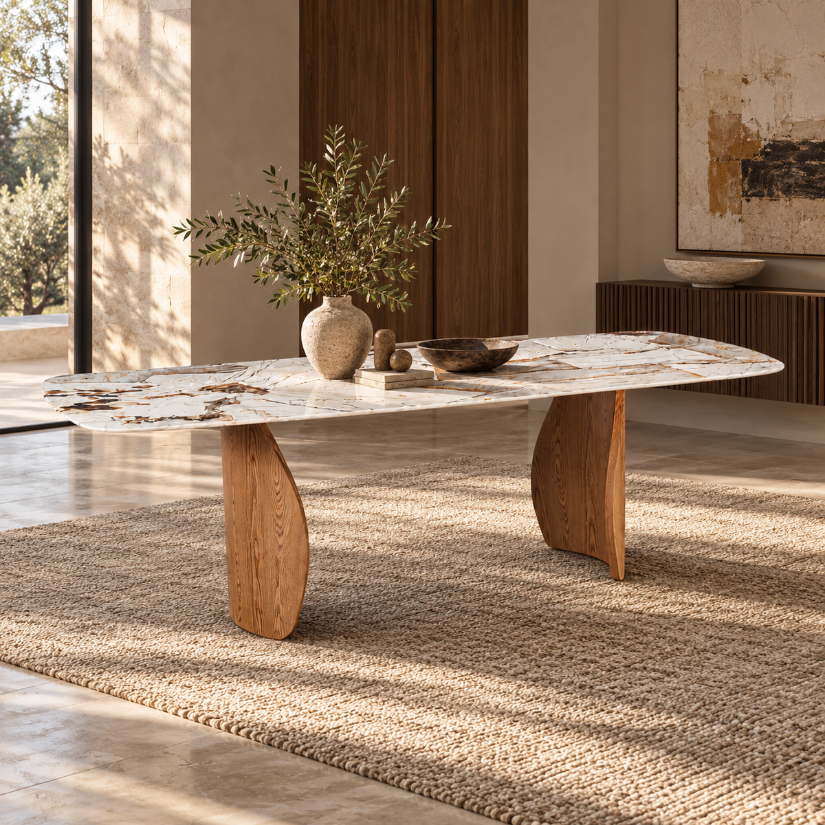 Table à manger avec plateau en céramique, H76CM - ENZO