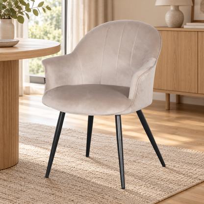 Chaise à accoudoirs en Velours  anti taches - WISTY