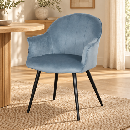 Chaise à accoudoirs en Velours  anti taches - WISTY
