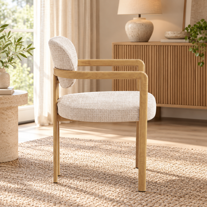 Chaise avec accoudoir en tissu anti tache, 57x55xH82CM - SANTORI