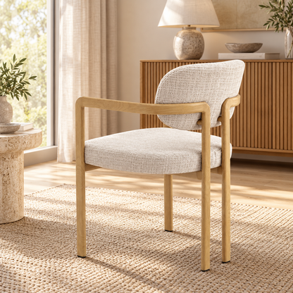 Chaise avec accoudoir en tissu anti tache, 57x55xH82CM - SANTORI