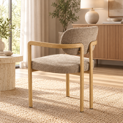 Chaise avec accoudoir en tissu anti tache, 57x55xH82CM - SANTORI