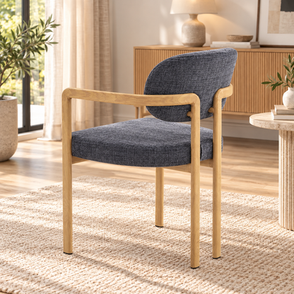 Chaise avec accoudoir en tissu anti tache, 57x55xH82CM - SANTORI
