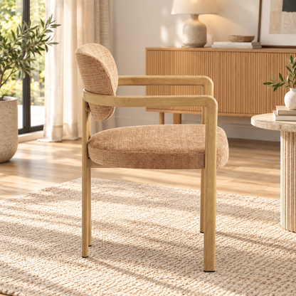 Chaise avec accoudoir en tissu anti tache, 57x55xH82CM - SANTORI
