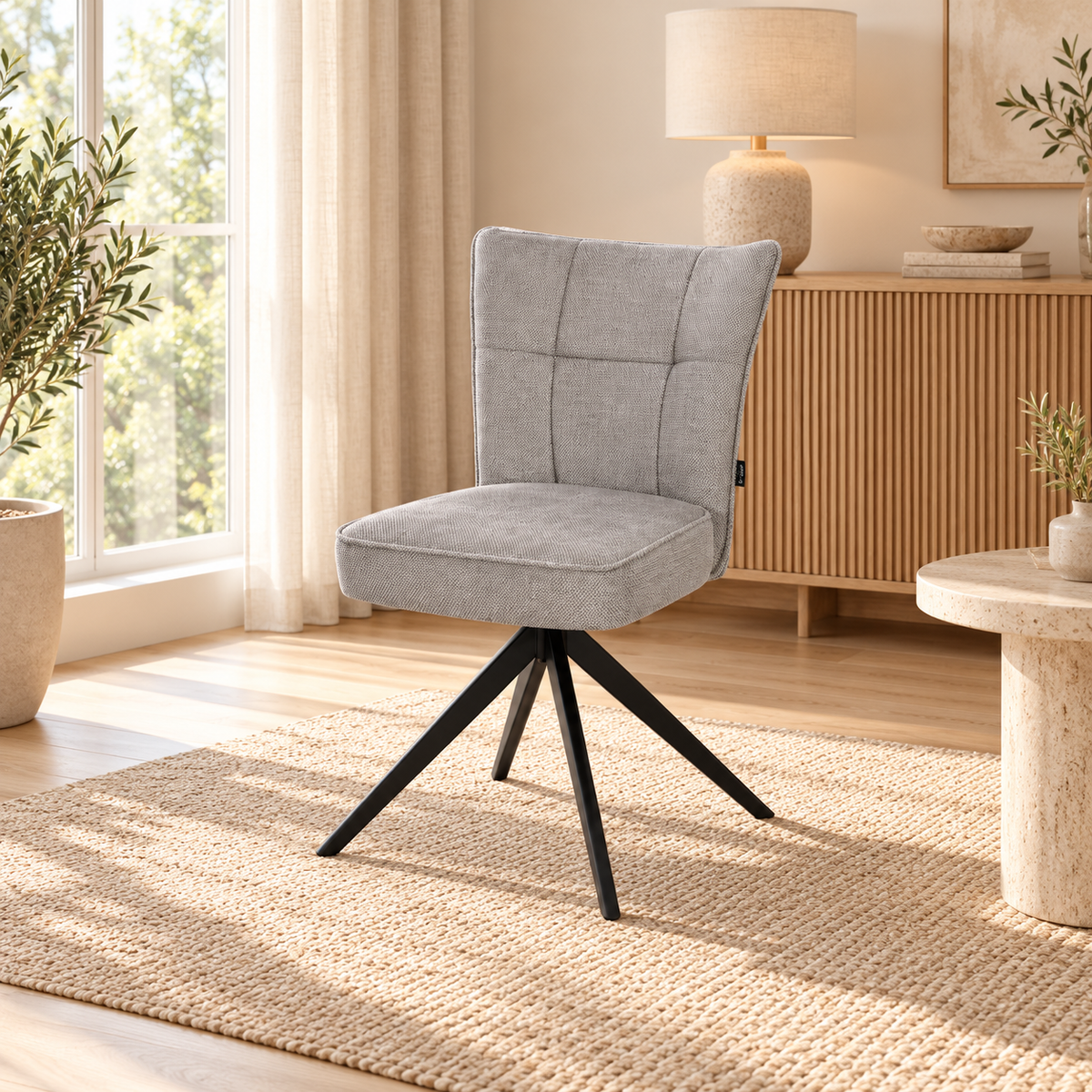 Chaise en tissu anti tache, 53,5x61xH86CM - GINO
