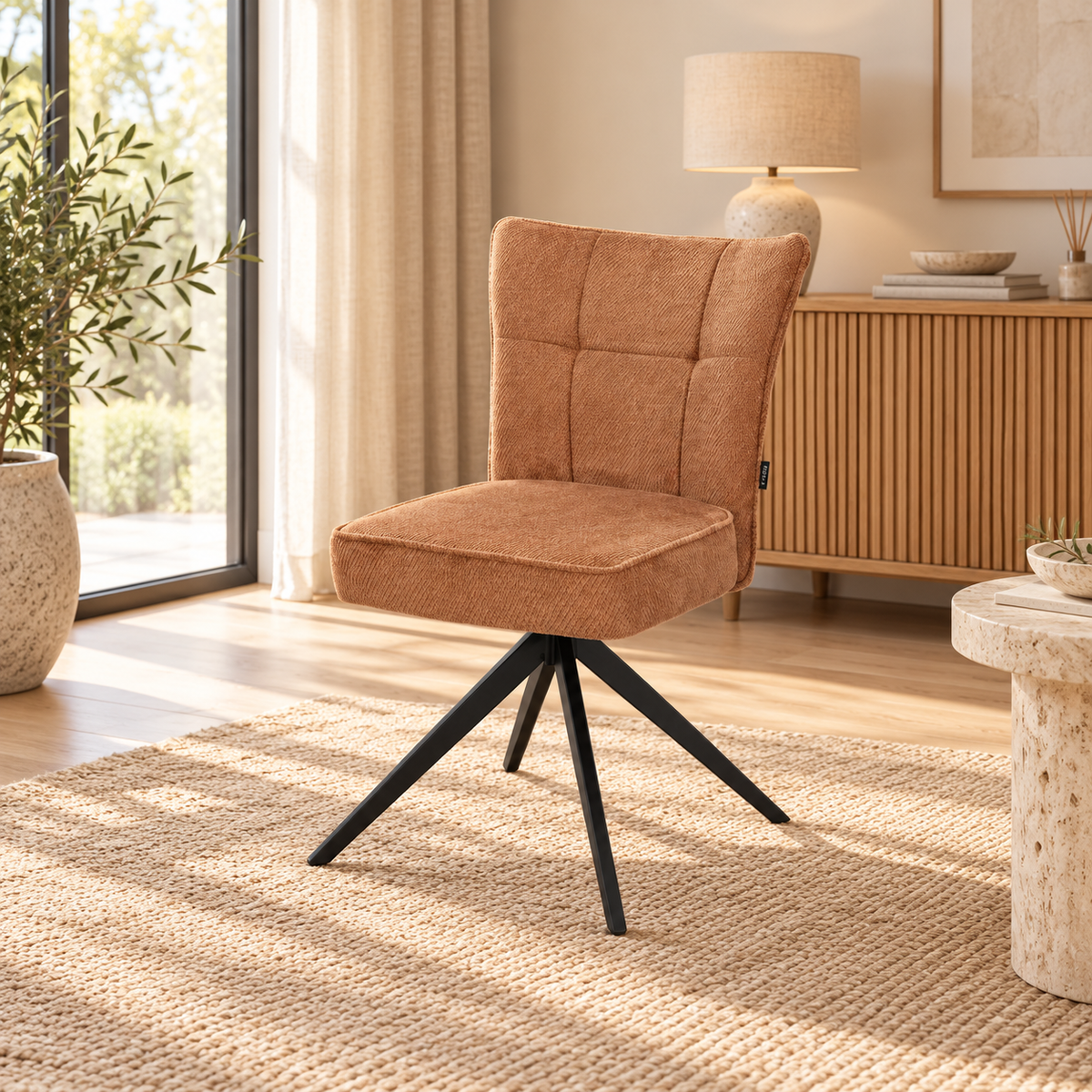 Chaise en tissu anti tache, 53,5x61xH86CM - GINO