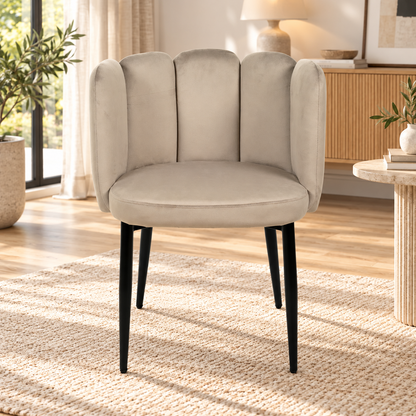 Chaise coquillage en velours anti tâche - CONNOR