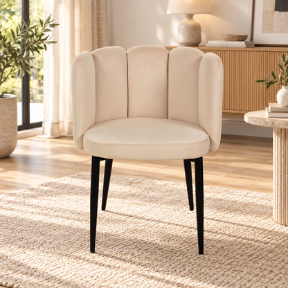 Chaise coquillage en velours anti tâche - CONNOR