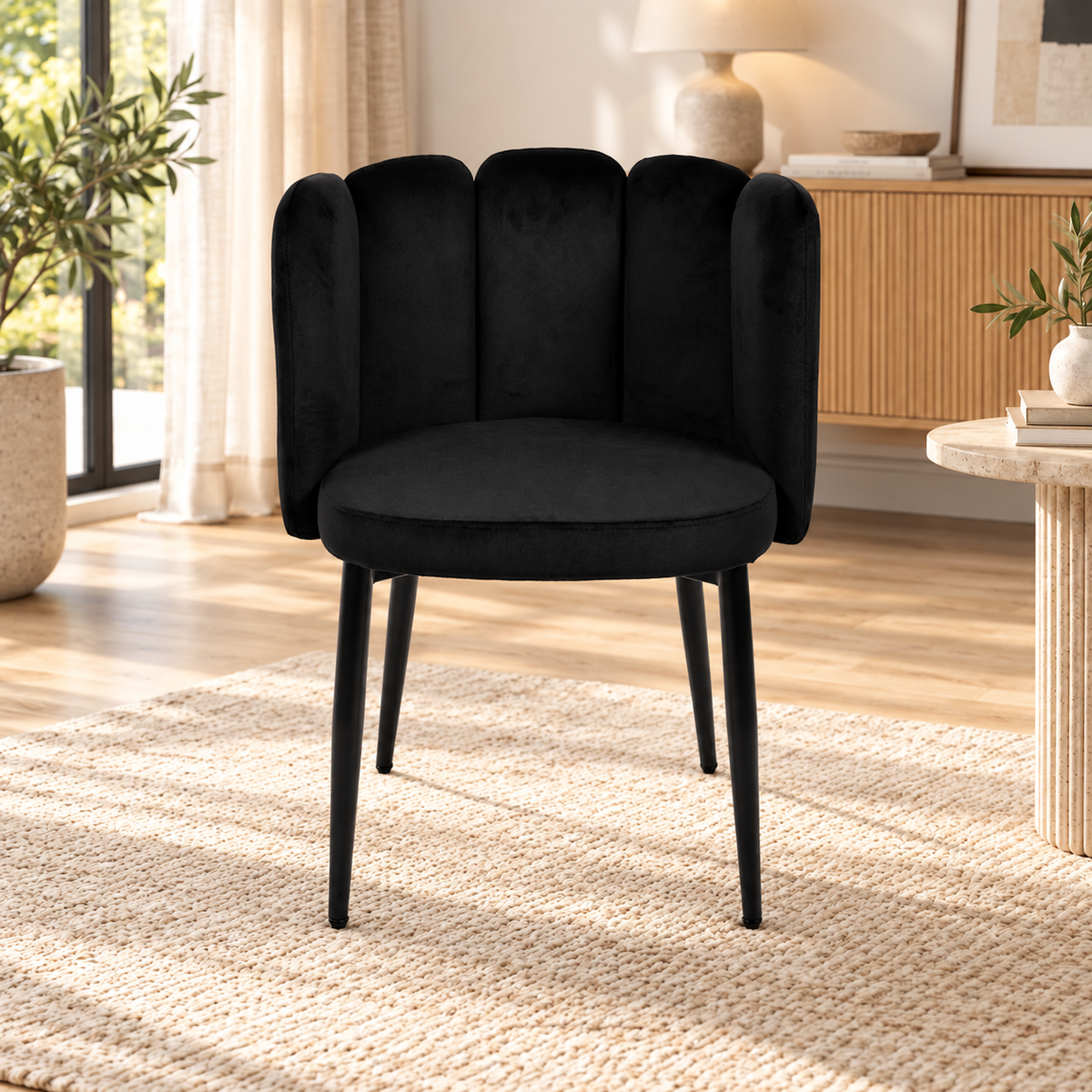 Chaise coquillage en velours anti tâche - CONNOR