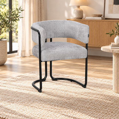 Chaise avec accoudoirs en tissu et structure noire, 56x52xH70CM ALICIA