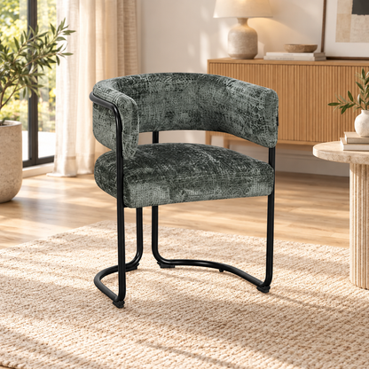 Chaise avec accoudoirs en tissu et structure noire, 56x52xH70CM ALICIA