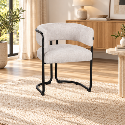 Chaise avec accoudoirs en tissu et structure noire, 56x52xH70CM ALICIA