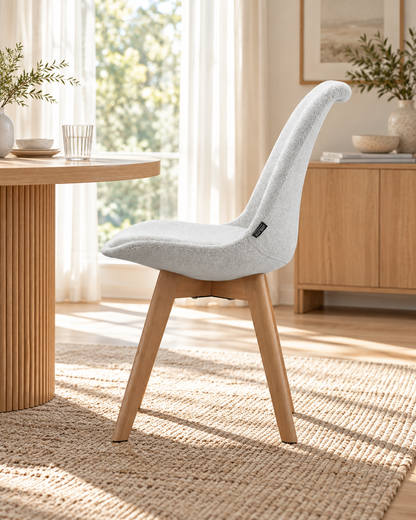 Chaise en tissu pieds en bois massif, 58x49,5x82CM-Alba