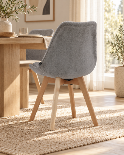 Chaise en tissu pieds en bois massif, 58x49,5x82CM-Alba