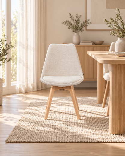 Chaise en tissu pieds en bois massif, 58x49,5x82CM-Alba