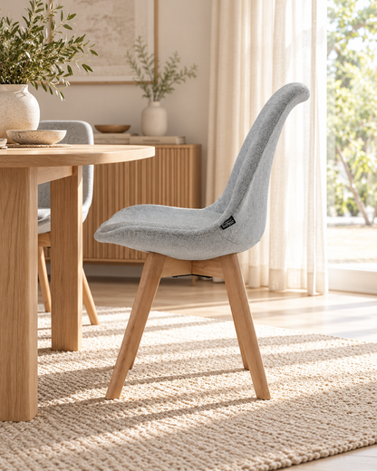 Chaise en tissu pieds en bois massif, 58x49,5x82CM-Alba