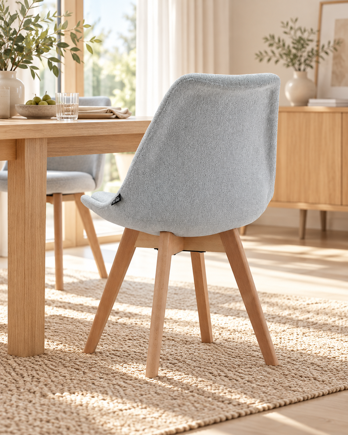 Chaise en tissu pieds en bois massif, 58x49,5x82CM-Alba
