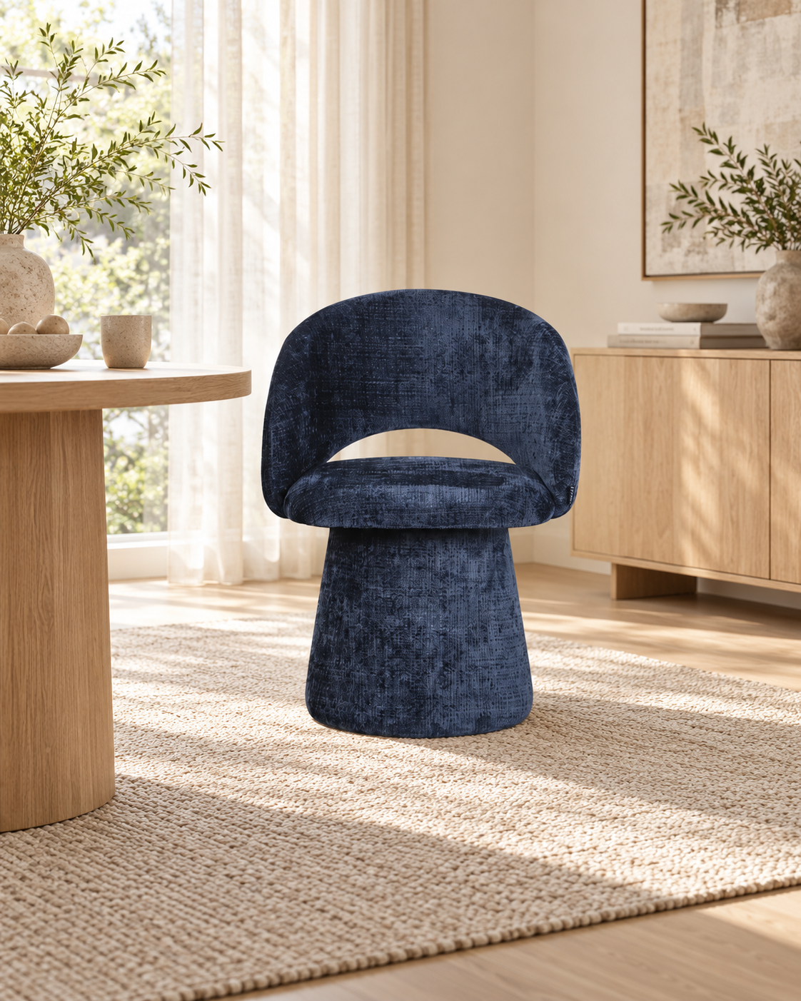 Chaise pivotante en tissu anti tache, 60x55,5xH77CM - ELIANA