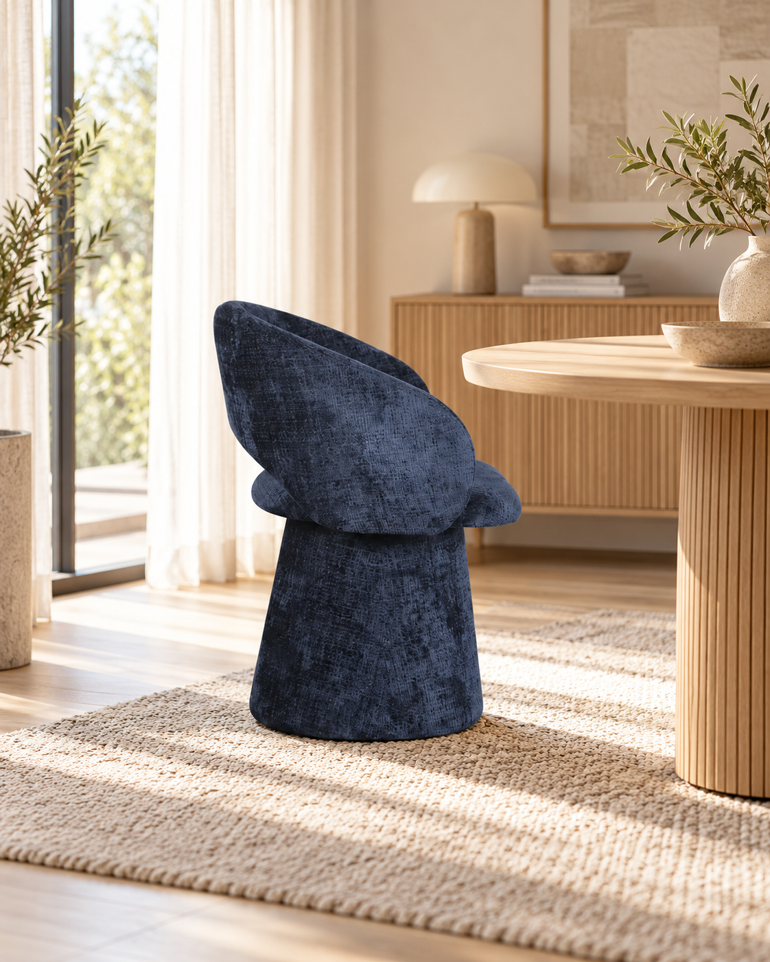 Chaise pivotante en tissu anti tache, 60x55,5xH77CM - ELIANA