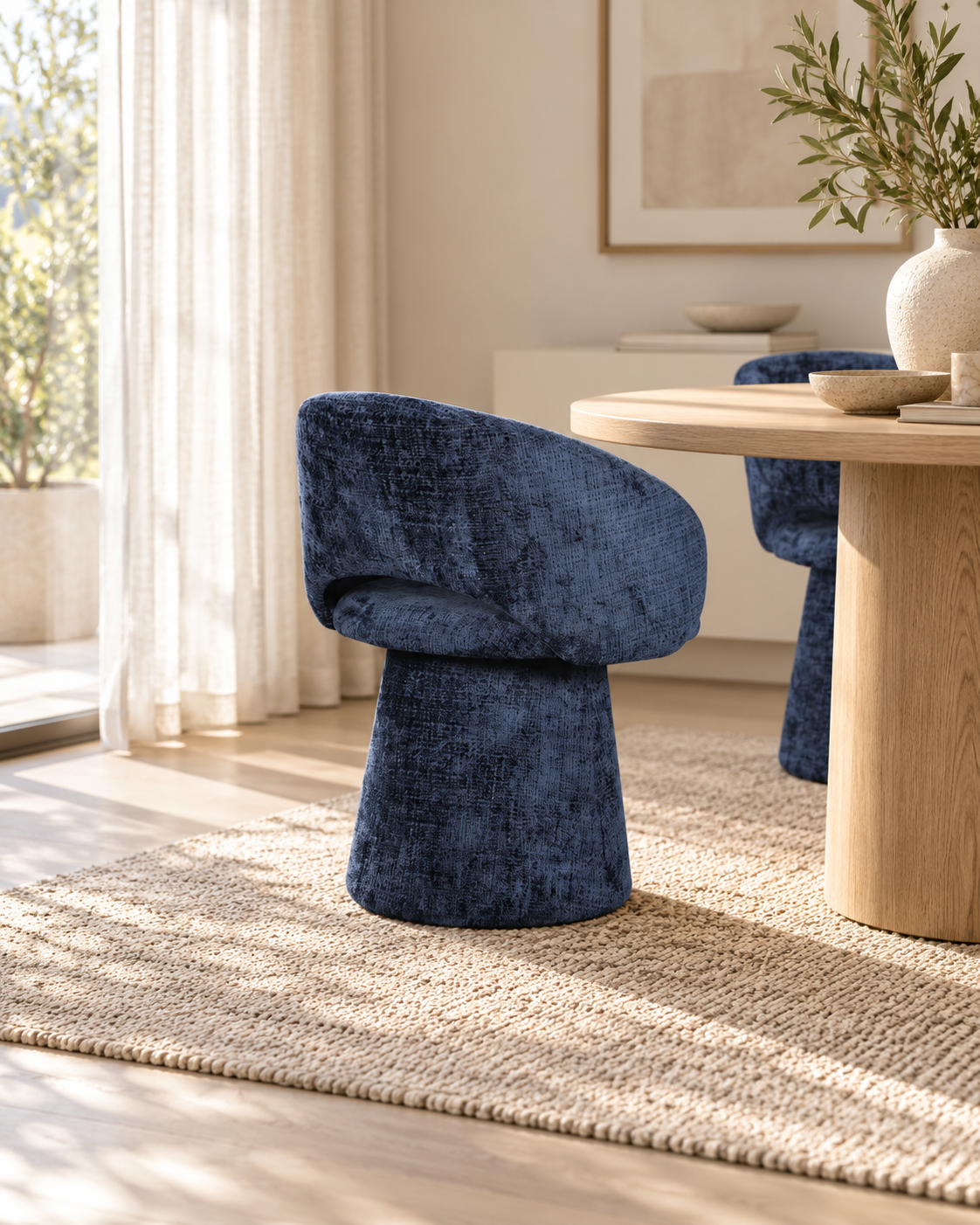 Chaise pivotante en tissu anti tache, 60x55,5xH77CM - ELIANA