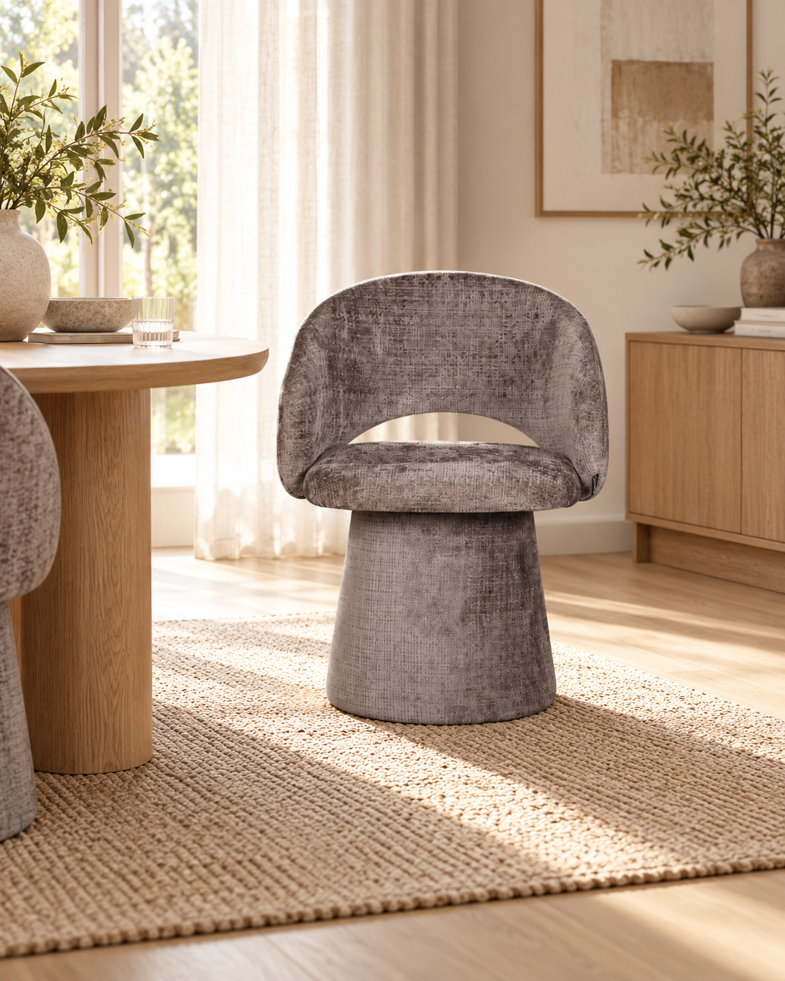 Chaise pivotante en tissu anti tache, 60x55,5xH77CM - ELIANA
