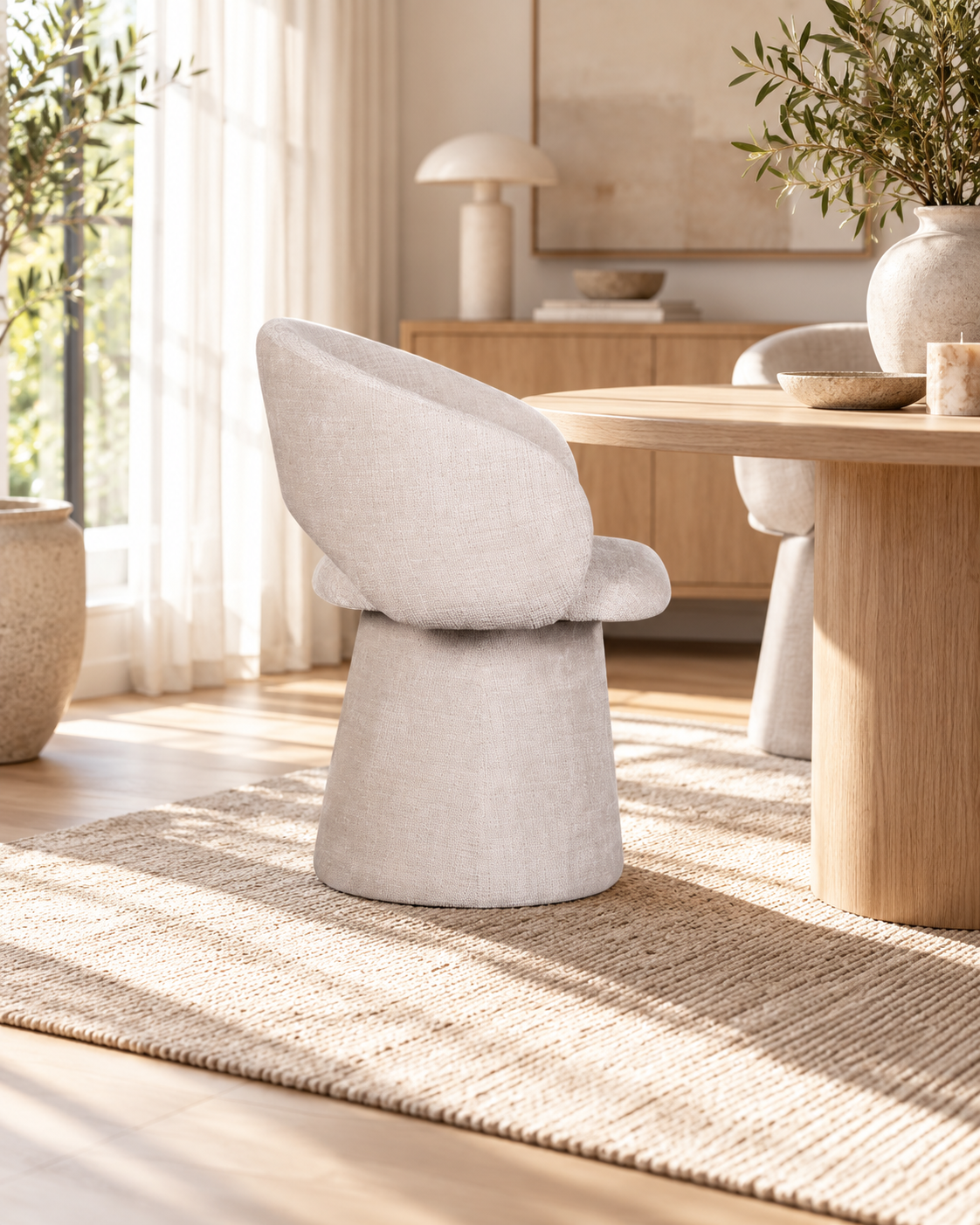 Chaise pivotante en tissu anti tache, 60x55,5xH77CM - ELIANA