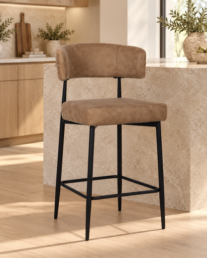 Chaise Haute Tabouret de bar en tissu anti tache, 51x51xH96CM - YAARA ( 65 cm hauteur assise)