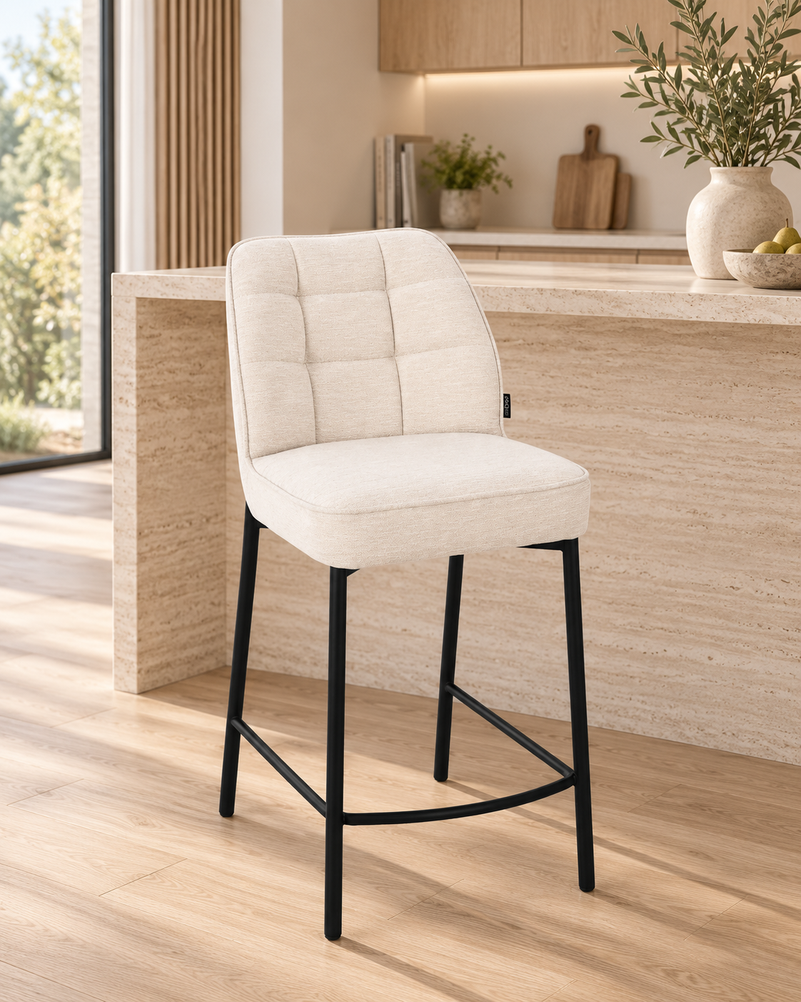 Chaise haute tabouret de bar en tissu anti tache, 67x47xH97,5CM - LYRA