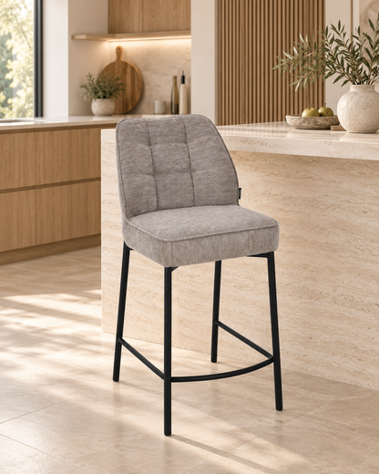 Chaise haute tabouret de bar en tissu anti tache, 67x47xH97,5CM - LYRA
