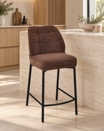 Chaise haute tabouret de bar en tissu anti tache, 67x47xH97,5CM - LYRA