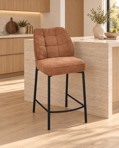 Chaise haute tabouret de bar en tissu anti tache, 67x47xH97,5CM - LYRA