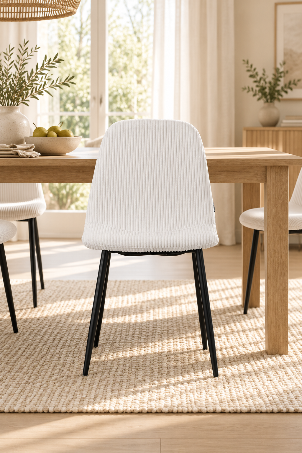 Chaise en tissu velours côtelé, 53x44xH87CM-KAYLA