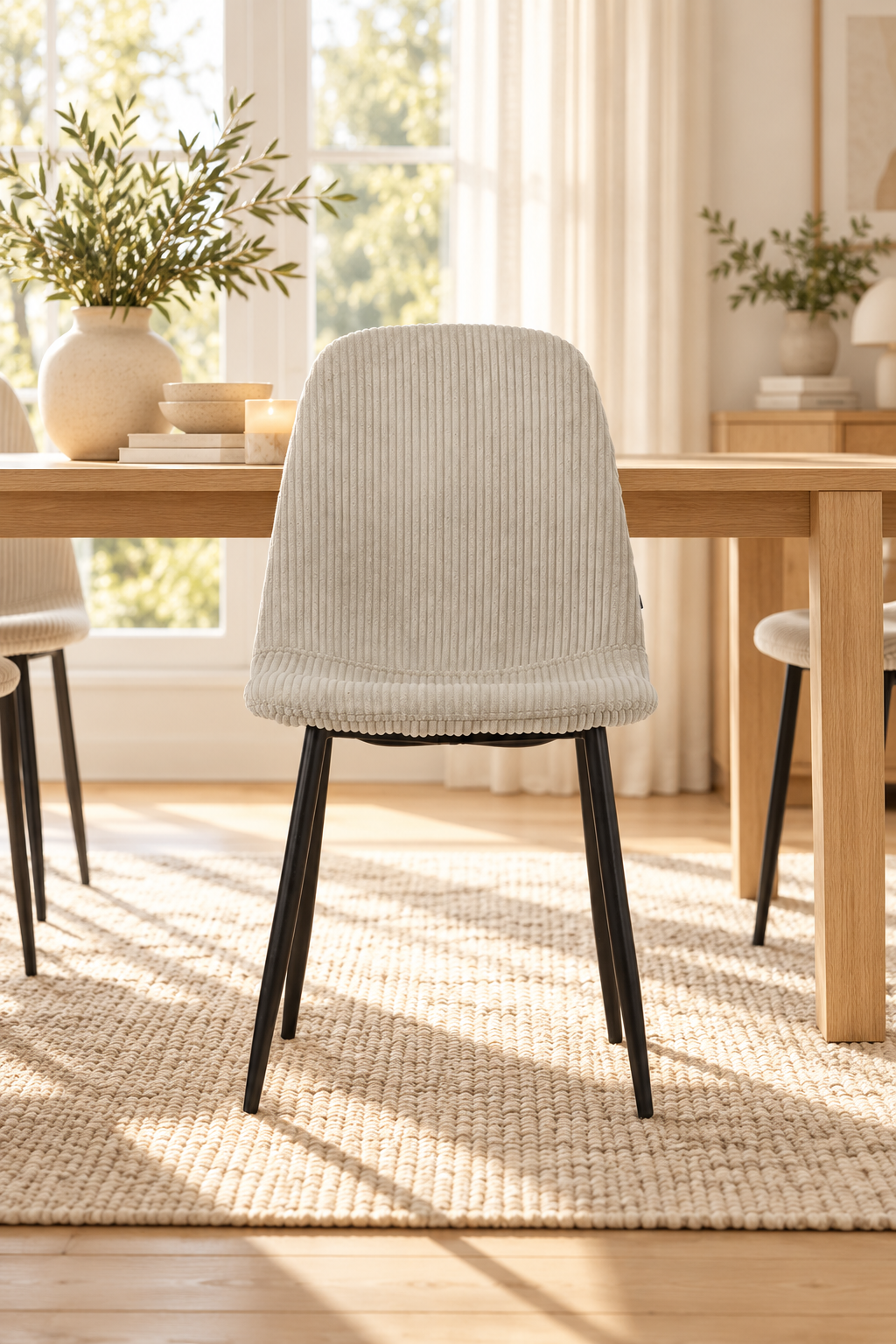 Chaise en tissu velours côtelé, 53x44xH87CM-KAYLA