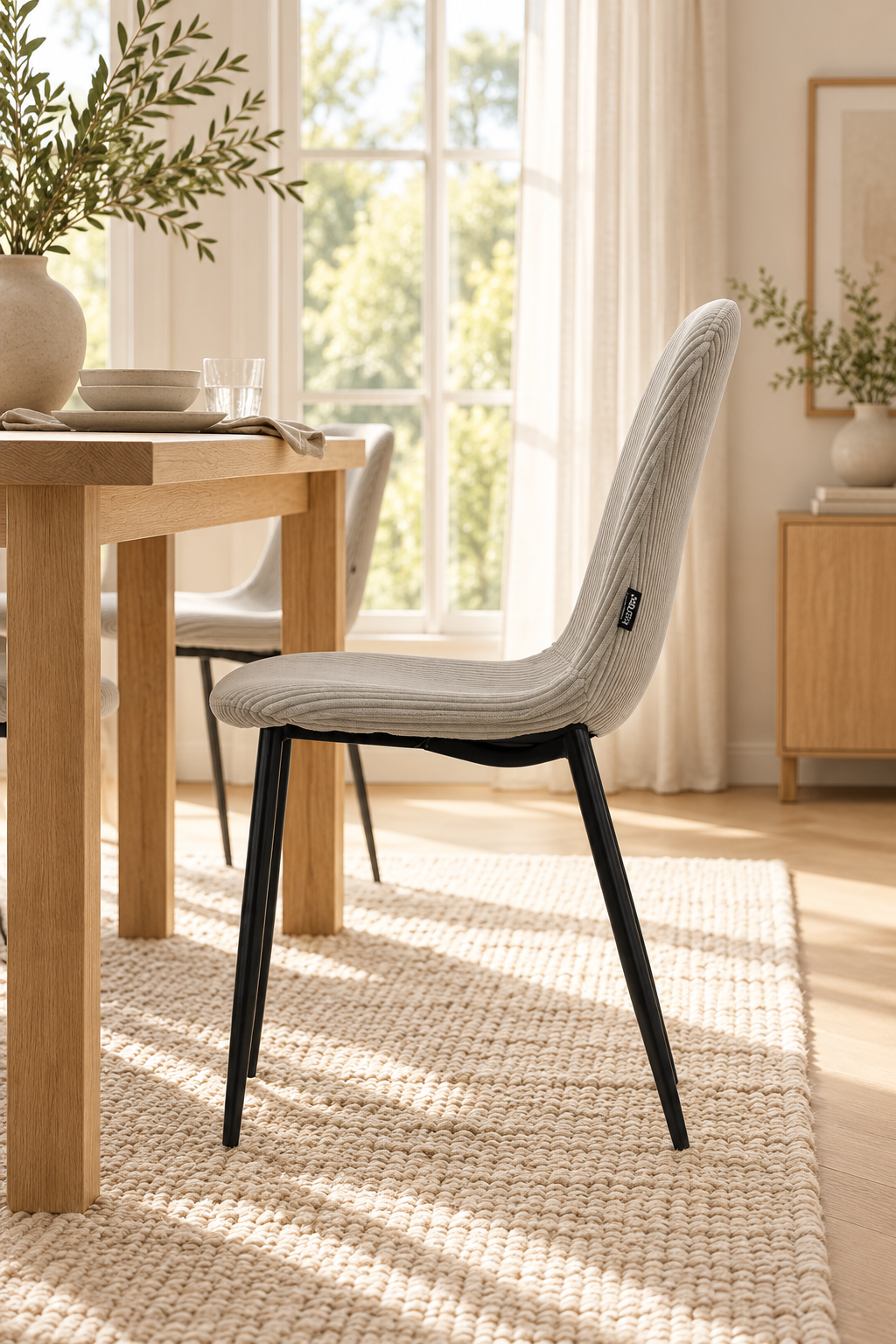 Chaise en tissu velours côtelé, 53x44xH87CM-KAYLA