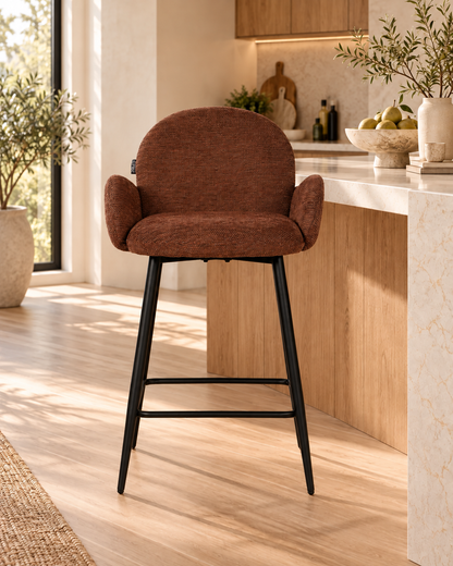Chaise Haute Tabouret de bar en tissu anti tache, 57x55xH108CM ( 65 cm hauteur assise)- EDEN