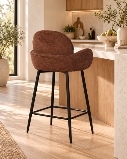 Chaise Haute Tabouret de bar en tissu anti tache, 57x55xH108CM ( 65 cm hauteur assise)- EDEN