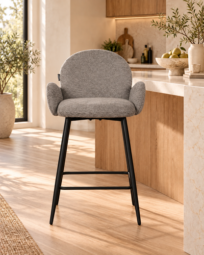 Chaise Haute Tabouret de bar en tissu anti tache, 57x55xH108CM ( 65 cm hauteur assise)- EDEN