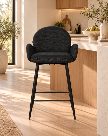 Chaise Haute Tabouret de bar en tissu anti tache, 57x55xH108CM ( 65 cm hauteur assise)- EDEN