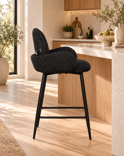 Chaise Haute Tabouret de bar en tissu anti tache, 57x55xH108CM ( 65 cm hauteur assise)- EDEN