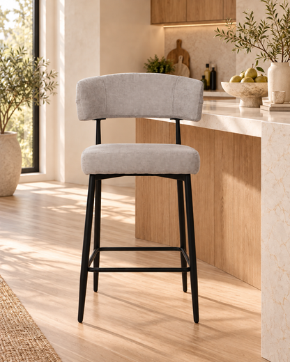 Chaise Haute Tabouret de bar en tissu anti tache, 51x51xH96CM - YAARA ( 65 cm hauteur assise)