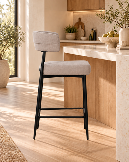 Chaise Haute Tabouret de bar en tissu anti tache, 51x51xH96CM - YAARA ( 65 cm hauteur assise)