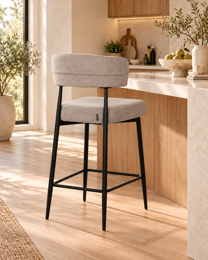 Chaise Haute Tabouret de bar en tissu anti tache, 51x51xH96CM - YAARA ( 65 cm hauteur assise)