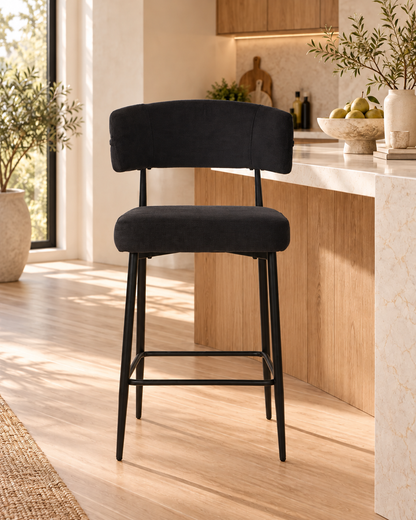Chaise Haute Tabouret de bar en tissu anti tache, 51x51xH96CM - YAARA ( 65 cm hauteur assise)