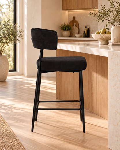 Chaise Haute Tabouret de bar en tissu anti tache, 51x51xH96CM - YAARA ( 65 cm hauteur assise)