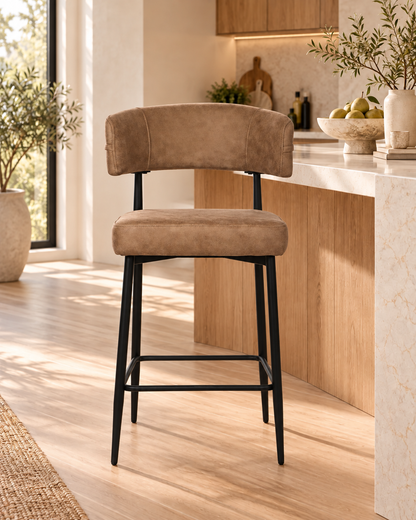 Chaise Haute Tabouret de bar en tissu anti tache, 51x51xH96CM - YAARA ( 65 cm hauteur assise)