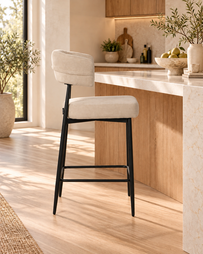 Chaise Haute Tabouret de bar en tissu anti tache, 51x51xH96CM - YAARA ( 65 cm hauteur assise)